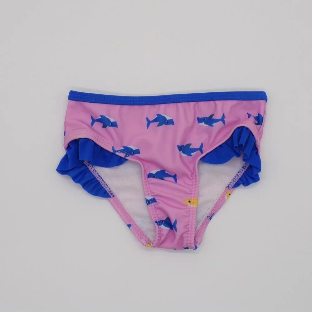 Pinkfong BABY SHARK Girl Swimsuit Sz 12 Month Pink Two Piece Suit Beach